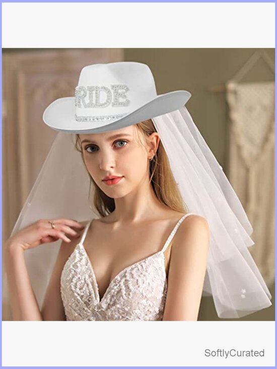 Rhinestone Cowgirl Hat for Bachelorette Party White Cowboy Hat Bride To Be main image 6